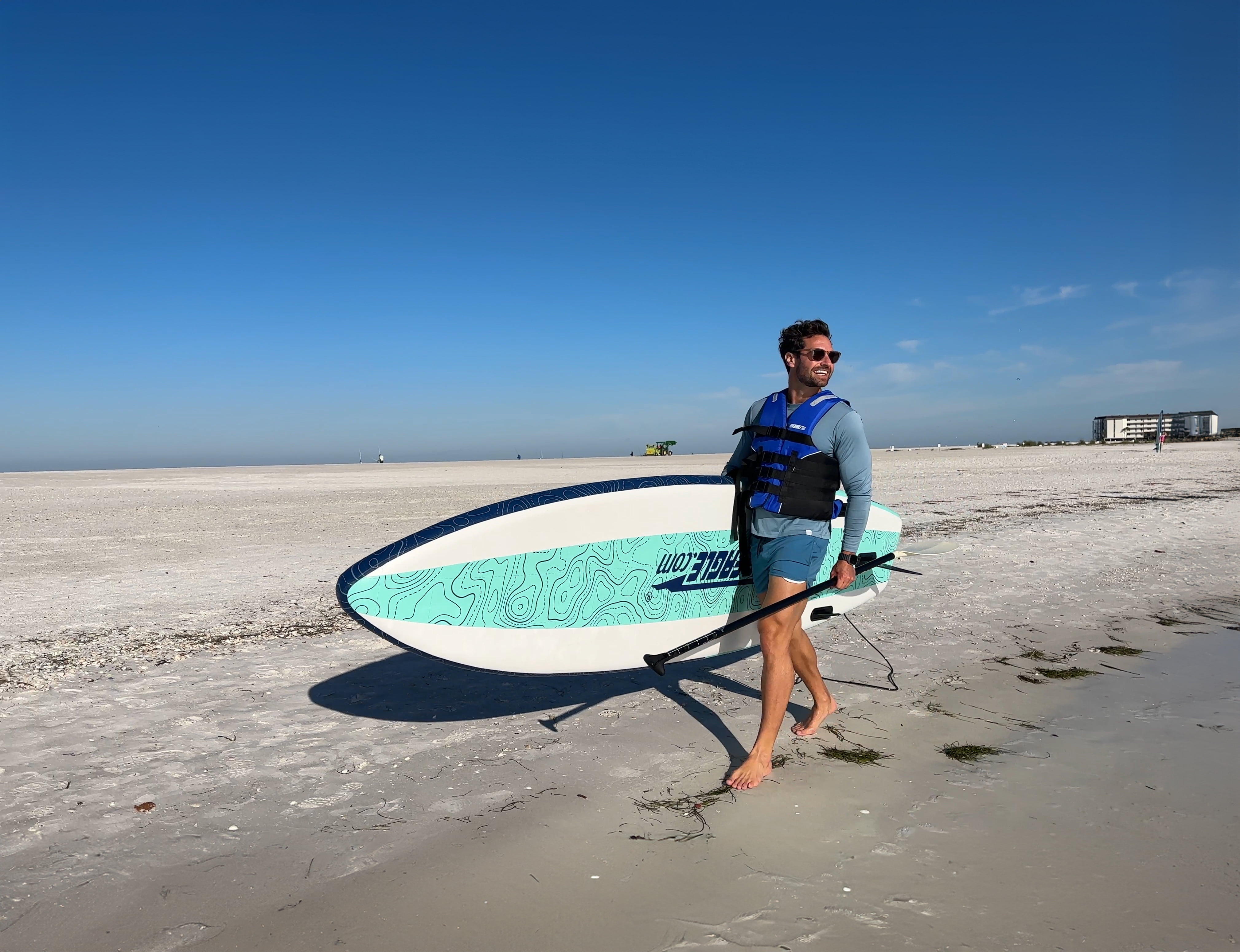 Sea Eagle Newly Re-Designed Longboard LB11 Inflatable Stand Up/Sit Down 11' iSUP Paddleboard - Beginners/Experts, Flat Water/Surf- Sit, Stand, Surf, Fish, Tour or do Yoga- Electric Pump Package