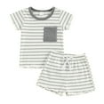 thumbnail image 2 of Babcutegg Summer Clearance Baby Short Shirt and Shorts Boys T-Shirt and Pants Sets Stripe Simplicity Cotton Athletic Outfit Set Gray Size 3 Years, 2 of 8