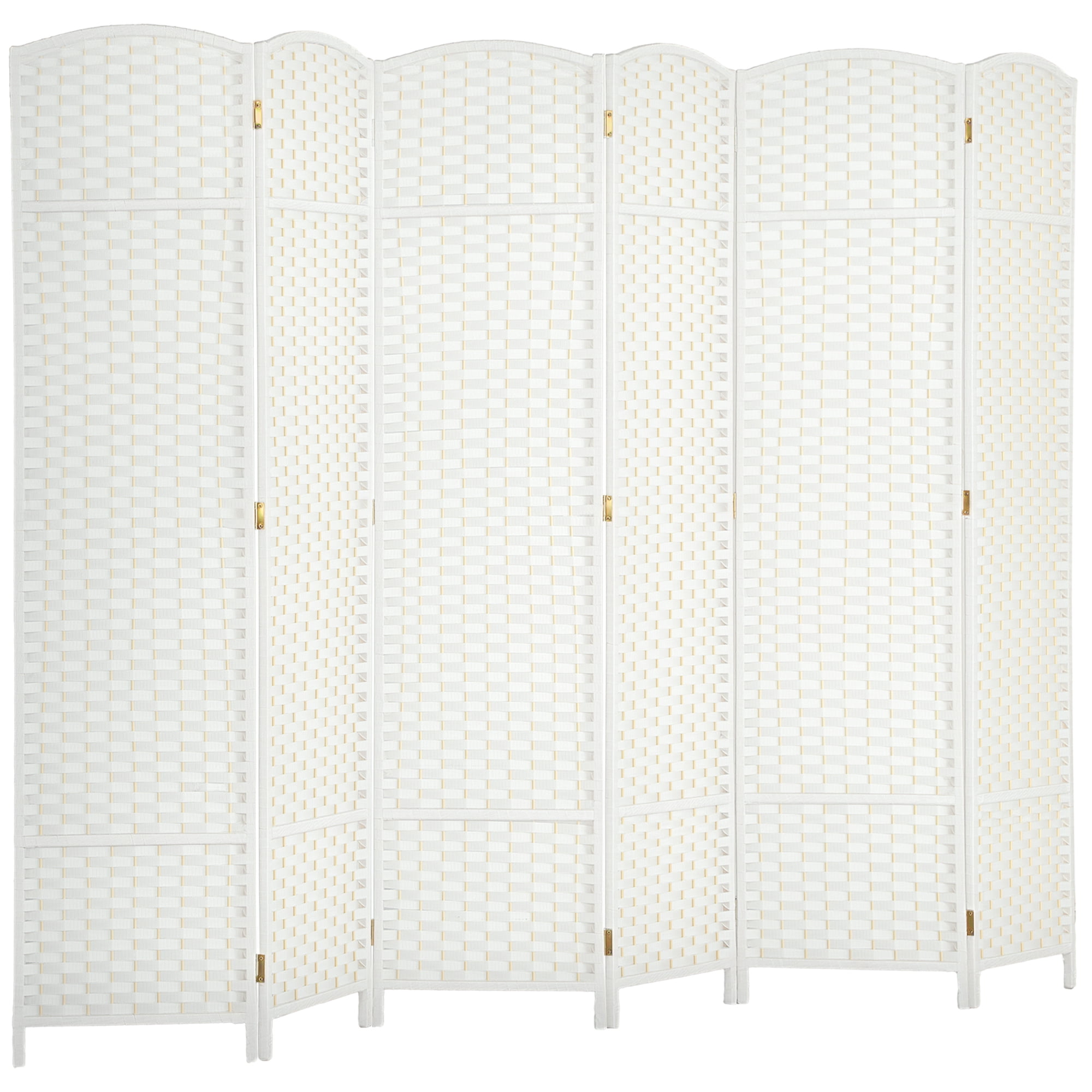 HOMCOM Room Divider, 6 Panel Folding Privacy Screen, 5.6' Tall Freestanding Partition for Home Office, Bedroom, White