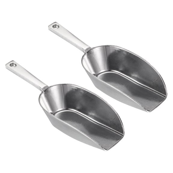 Uxcell Aluminum 5.71" Small Ice Maker Flour Cereal Sugar Utility Shovel Ice Scoops, Silver 2 Pack