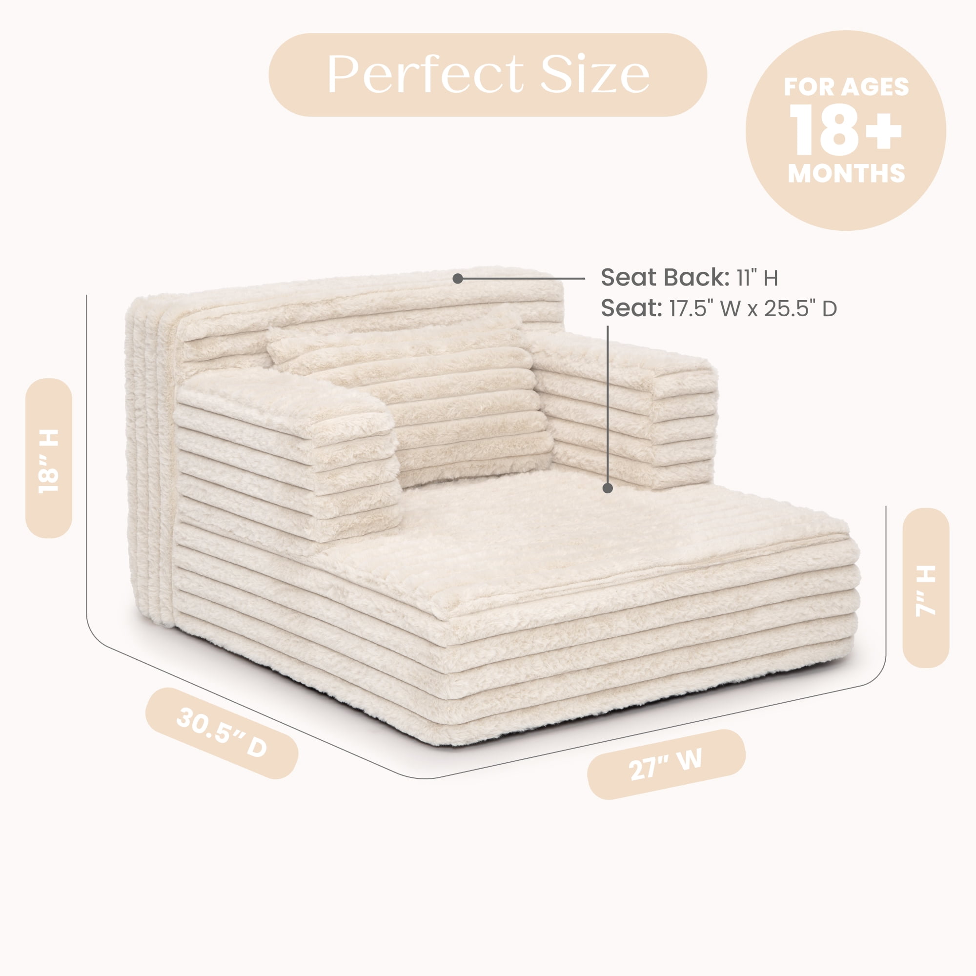 Delta Children Cozee Chaise Bedtime Lounger Chair, Oatmeal