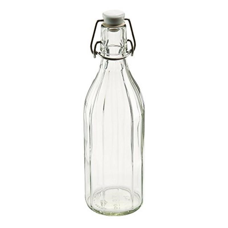 Leifheit Reusable Glass Bottle with Shackle Lock Stopper, Clear