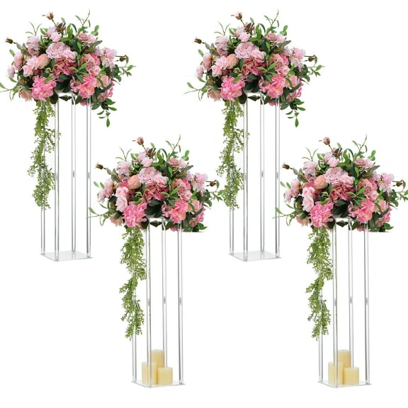 4Pcs Acrylic Centerpiece Wedding Flower Stand, Flower Vase Centerpieces for Wedding Event Party Reception Table Decoration