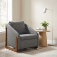 thumbnail image 2 of iooHug Mid-Century Chenille Upholstered Accent Chair, 250lbs Arm Chair with Wooden Frame for Living Room, Bedroom（Gray）, 2 of 7