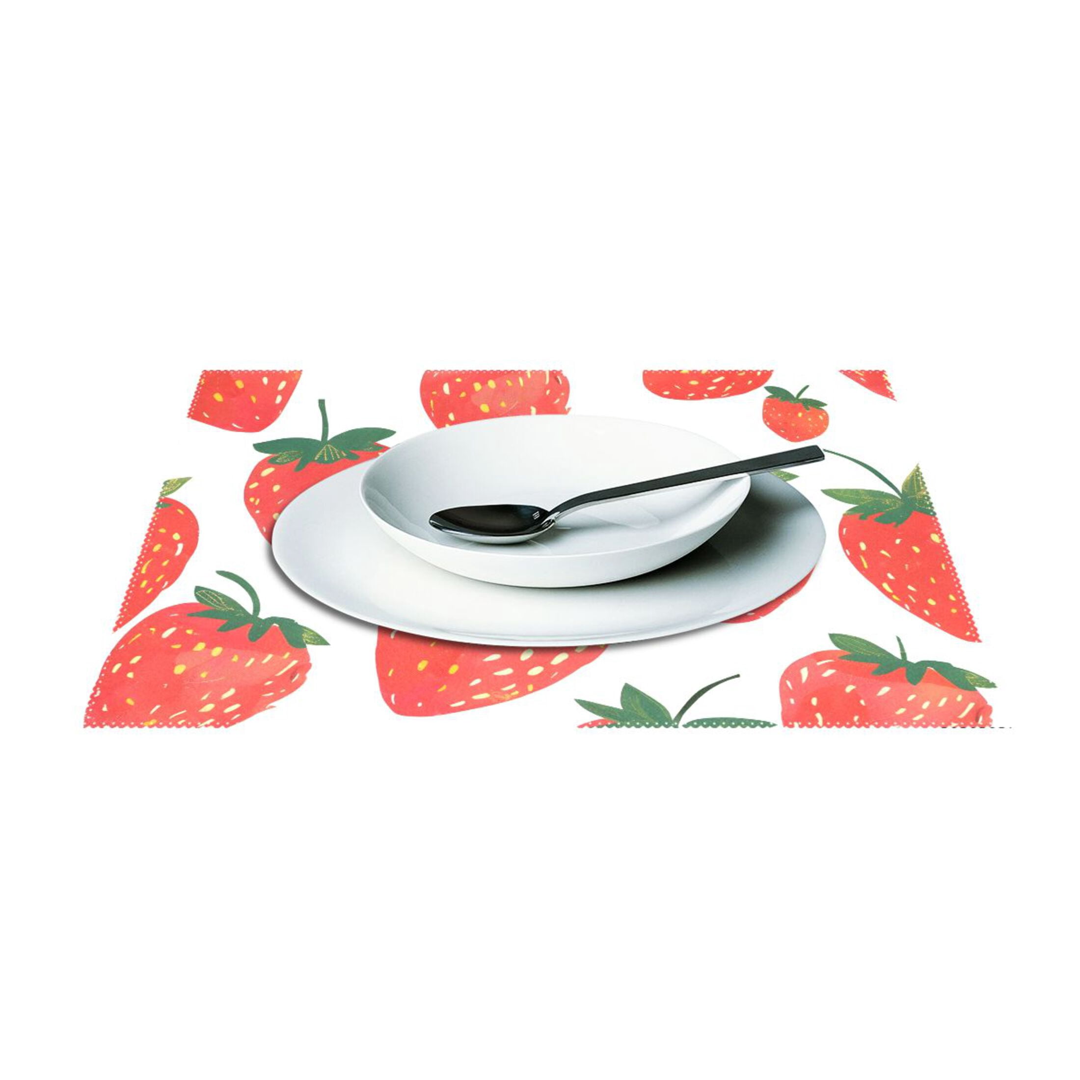 Strawberries 12×18 inch Placemats Heat Resistant Washable Foldable Rectangular Placemats Set Decoration Indoor Outdoor for Kitchen Dining Table 6PCs