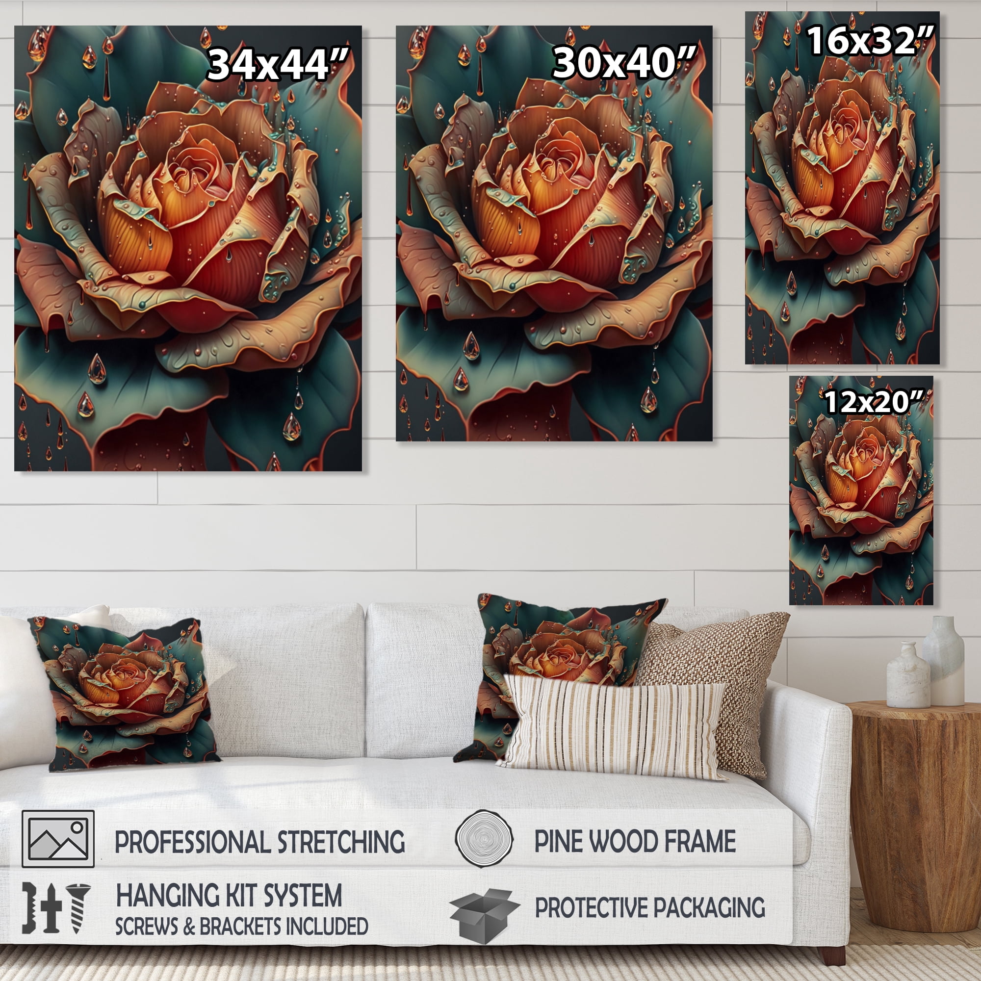 Designart Modern Blooming Rose II Canvas Wall Art