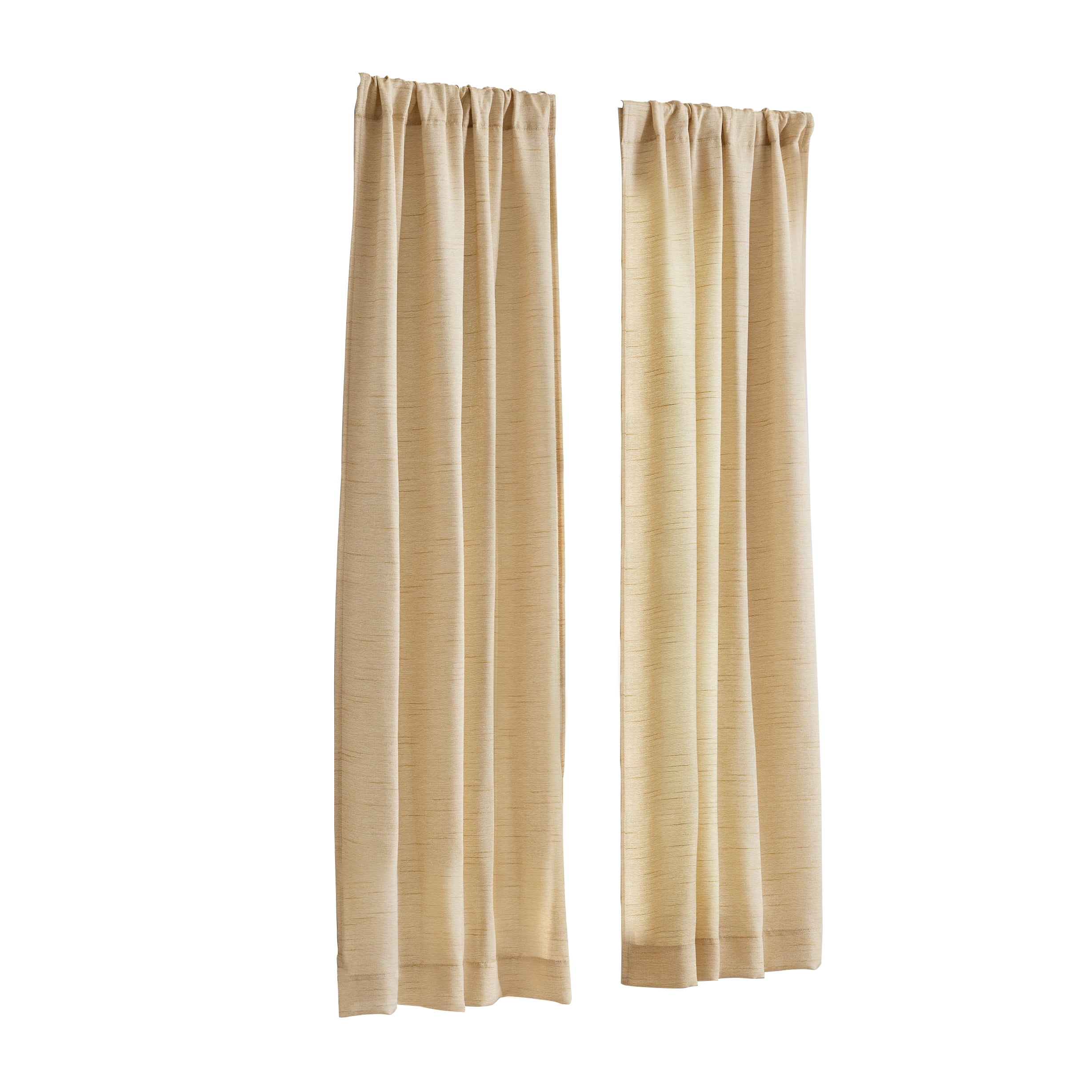 Mainstays Como Textured Light Filtering Indoor Curtain Panel Pair, Set of 2, Yellow, 37” W x 63” L