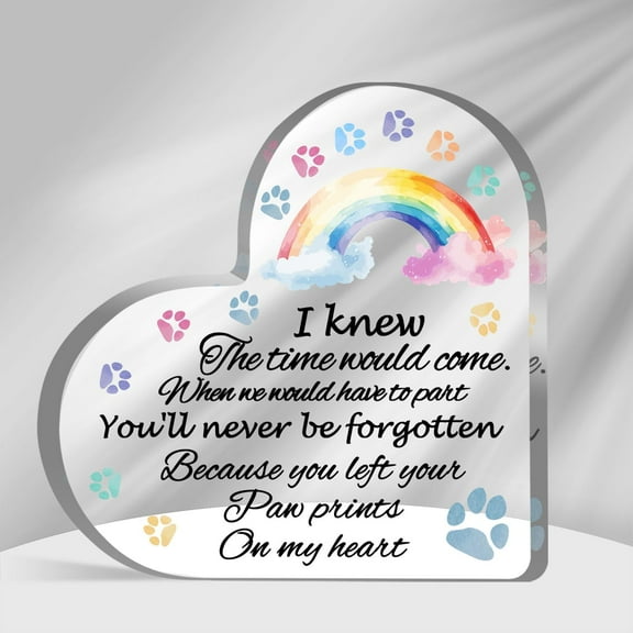 Rainbow Bridge Pet Memorial Gifts, Loss of Dog Sympathy Condolences Acrylic Decorations, Dog Cat Passing Away Remembrance Keepsake for Desk Shelf, Loss Dog Gifts for Women Men