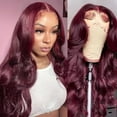 thumbnail image 2 of Fashion wine red long curly big wave style wig front lace lace natural wig, 2 of 10