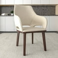 thumbnail image 4 of LeisureMod Dining Chair Upholstered in Leather with Rubberwood Base and Legs Padded Seat and Back for Modern Home, Kitchen, Cafes, Office Vivara Collection, 4 of 12