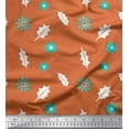 thumbnail image 1 of Soimoi Cotton Cambric Fabric Star & Holly Leaves Printed Fabric 1 Yard 56 Inch Wide, 1 of 1
