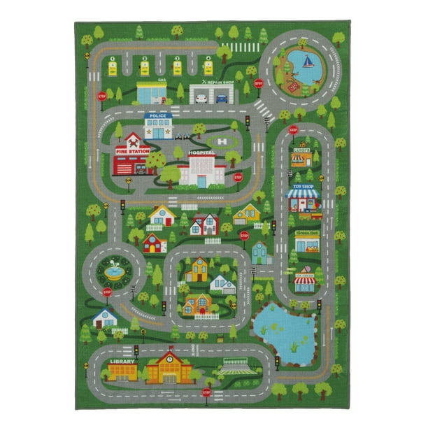 Delta Children Kids Extra Large Road Map Activity Rug, 6’6