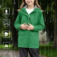 thumbnail image 4 of KAUOD Teen Girls Rain Jackets Windproof Hoodie Button Front Zip up Windbreker Youth Waterproof Lightweight Raincoat Pockets, 4 of 8