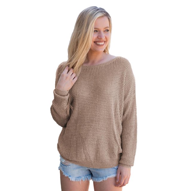 Pull Femme Gris/kaki/marron/noir/rouge/vert Dos Croisé Ajouré