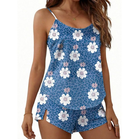 KISSGAL Lingerie Pajamas for Women Satin Silky Pjs Set Cami Top and Shorts Sleepwear Soft Nightwear