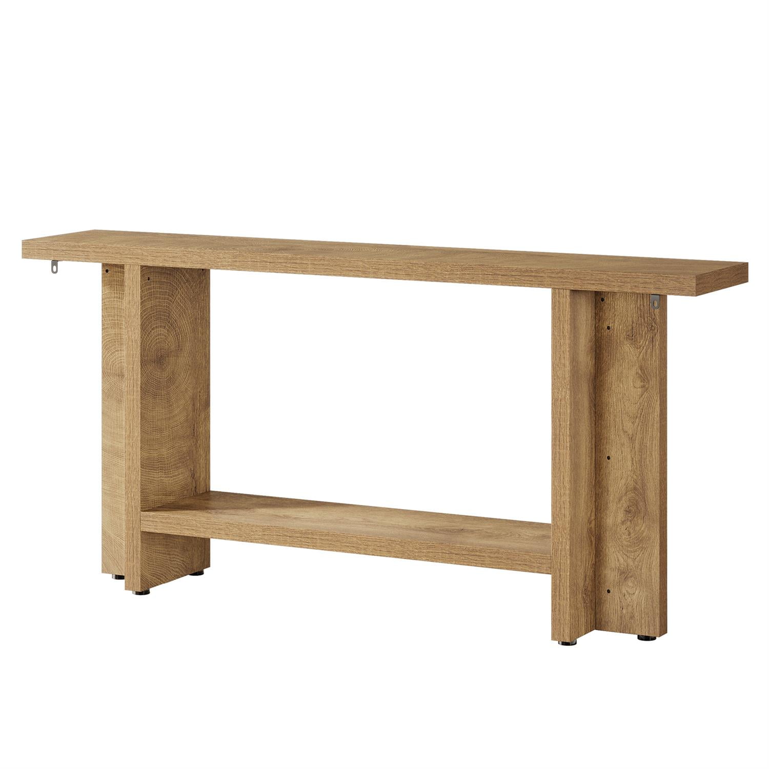 Demi Bonn 59" Wooden Console Table, 2-Level Rustic Entryway Side Table for Living Room, Hallway, Brown