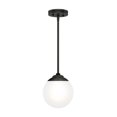 thumbnail image 2 of Hunter - Hepburn 1-light Matte Black, Medium Size Pendant Light, Dimmable, Modern Style, Globe Shaped, for Bedrooms, Dining, Living Rooms - 19871, 2 of 7