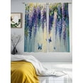 thumbnail image 3 of Butterfly Flower Sheer Curtains 63 Inch Length 2 Panels Set, Purple Floral Spring Vine Oil Painting Voile Window Treatment Rod Pocket Curtains Sheers Drapes for Bedroom/Living Room/Kitchen 52x"63"x2, 3 of 7
