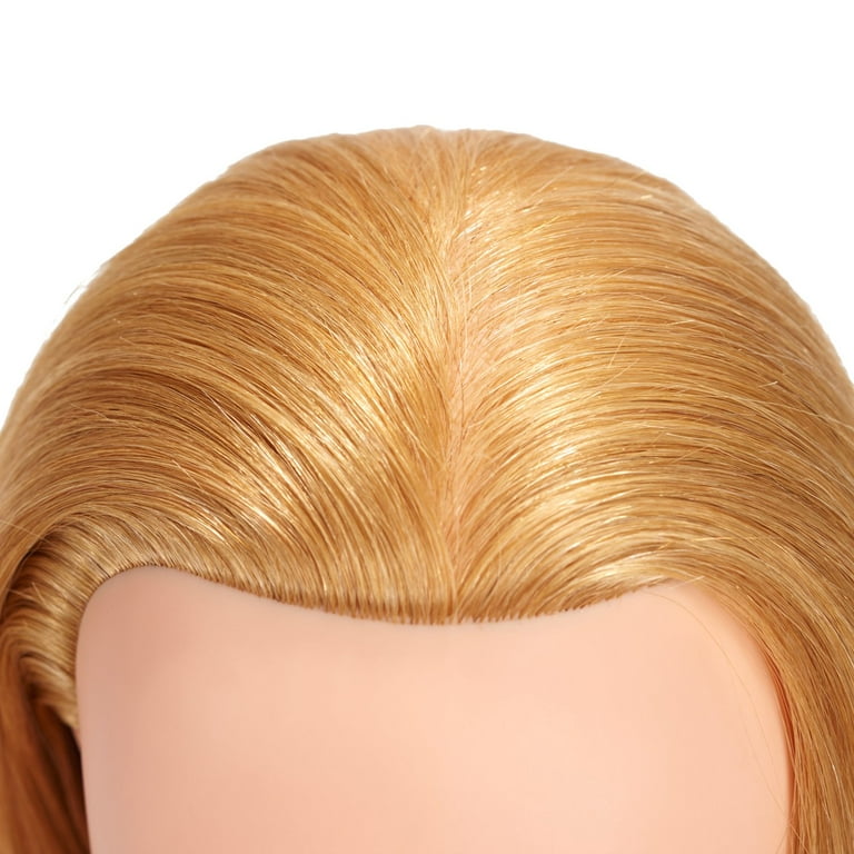 Traininghead 20-22 Female 100% Human Hair Mannequin Head Hair Styling Training Head Cosmetology Manikin Head Doll Head for Hairdresser with Free