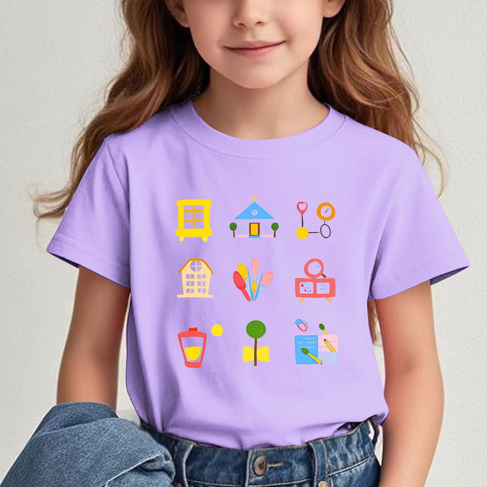 zbxnLI Toddler Short Sleeve Shirts Cartoon Graphic Summer Tops