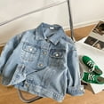 thumbnail image 5 of LTTVQM Blue Jean Jacket for Girls Classic Basic Long Sleeve Denim Jackets Casual Button Down Fall Trendy Cowboy Jacket BLue 5 Years, 5 of 9