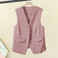 thumbnail image 3 of Xioeram Women Suit Waistcoat Single-breasted V Neck Sleeveless Decorative Pockets Cardigan Solid Color Formal Business Style Casual Office Wear Vest Spring Summer Clothes, 3 of 8