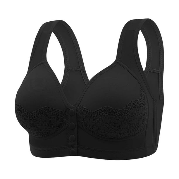 WILLBEST Brasier Mujer Sujetador De Mujer Con Hebilla Frontal Y Borde De Encaje Sin Aro De Acero, Ajuste Sin Costuras, Ideal Para Yoga Y Dormir, Talla Grande 42