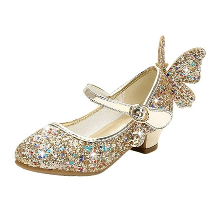 

Sopiago Girls Low Heel Dress Shoes Mary Jane Flower Sparkle Glitter Princess Shoes for Wedding Party (Little Kid/Big Kid) Gold 11.5