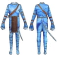thumbnail image 2 of Mono de Cosplay de Avatar 2 para niños y niñas con cola Avatar: disfraz de The Way Of Water, traje de fiesta Zenti para niños, mono de Halloween para niños, 2 of 4