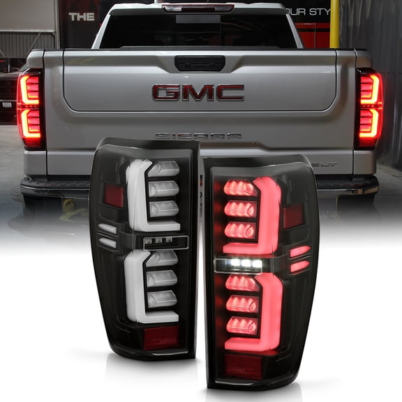 2019-2023 GMC Sierra 1500 LED Type Black Full LED Tube Tail Lights Brake Lamps