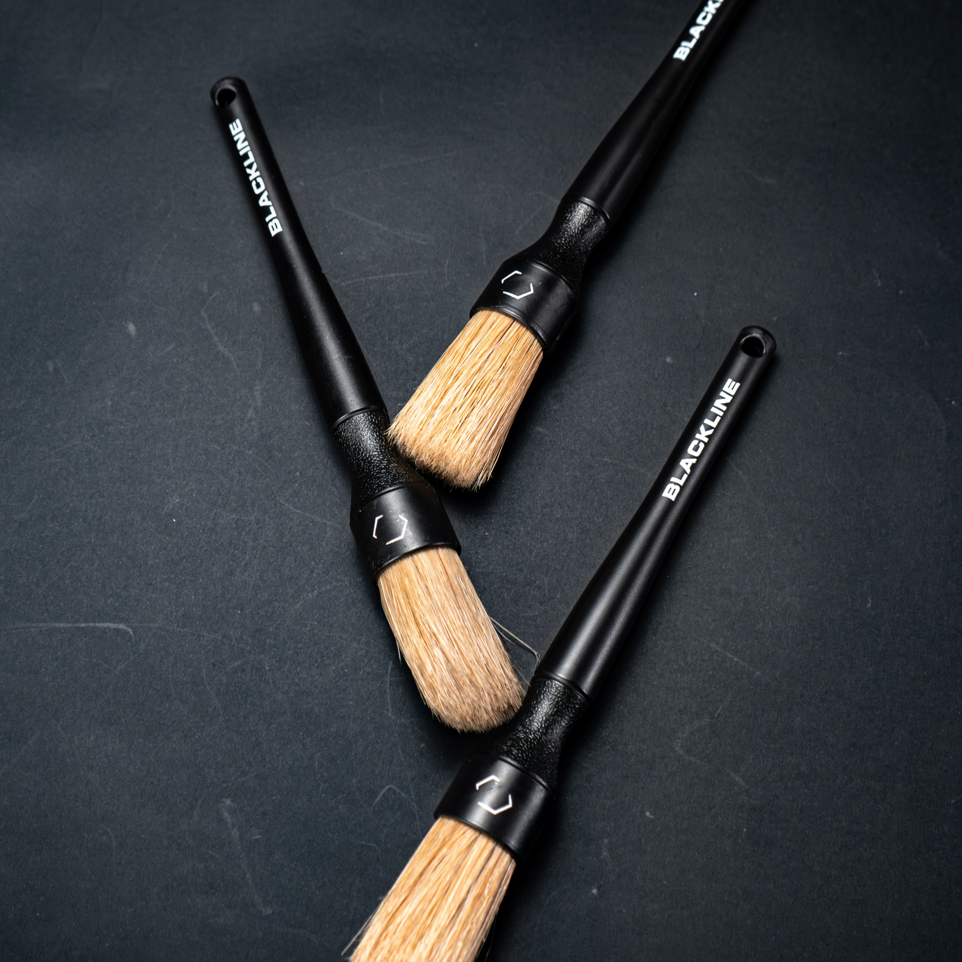 Blackline Car Care Boar Hair Brushes- Luxury Car Detailing Brush Set for Interior and Exterior - Best Auto Detailing Brushes - Premium Hair Car Detailing Brushes (Boars Hair Bristles)