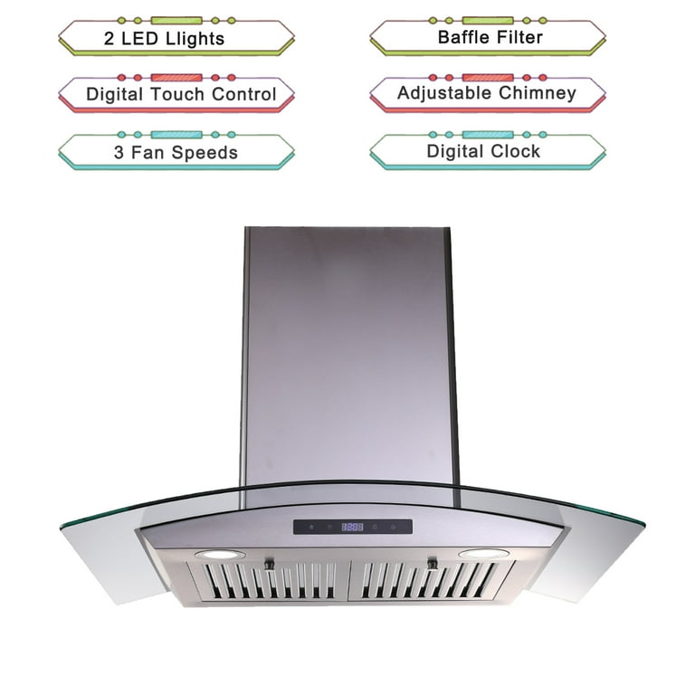 30 in. Ducted Wall Mount Range Hood Kitchen Hood Stainless Steel
