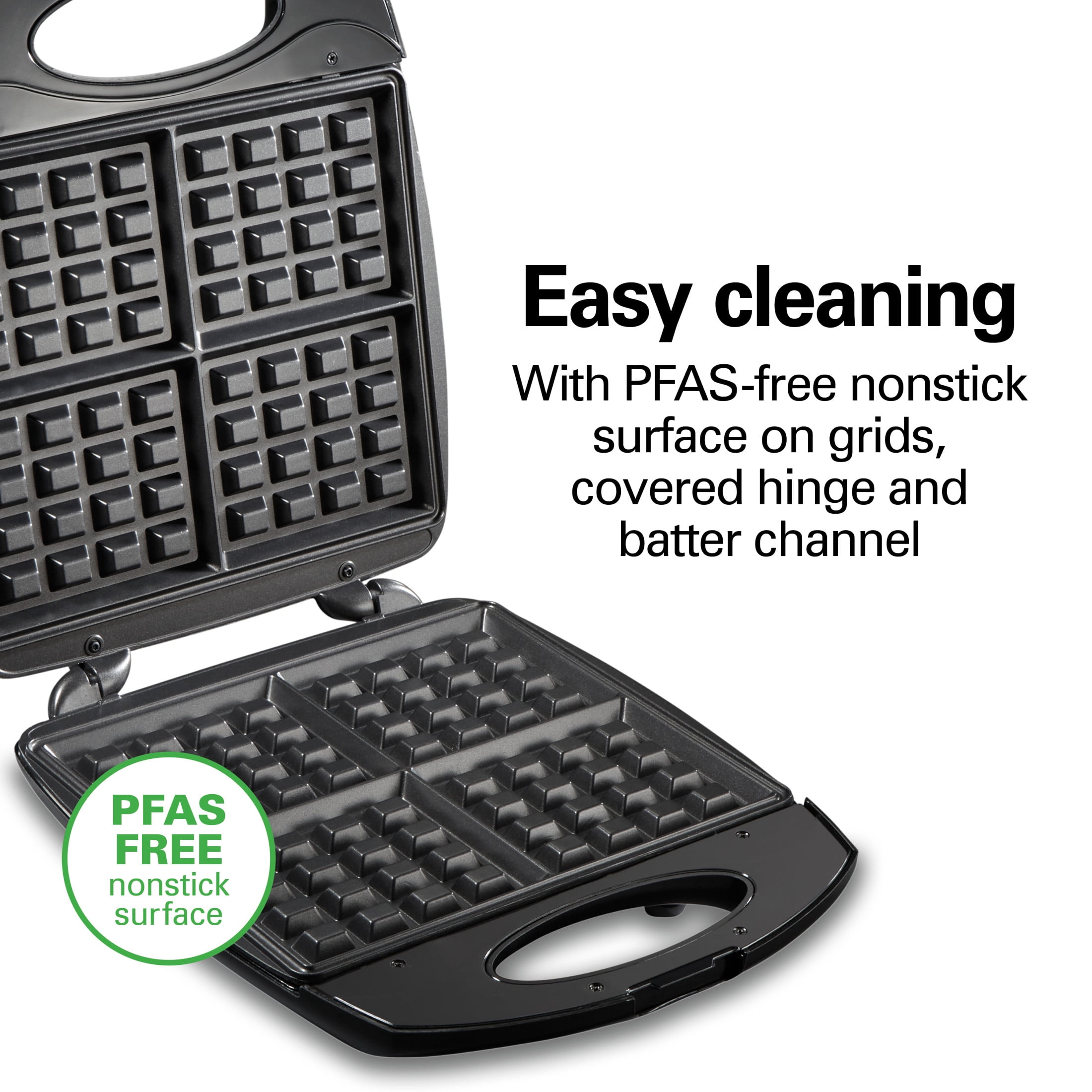Hamilton Beach Mini Belgian Waffle Maker with Nonstick Plates, Waffle Iron, Black & Stainless