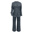 thumbnail image 4 of MNCEKFOD Two Piece Pants Set for Women Plus Lapel Long Sleeve Casual Fall Loose Fit Jacket And Wide Leg With Pockets Classic Fit Pants Suit Dark Gray XXXXL, 4 of 7