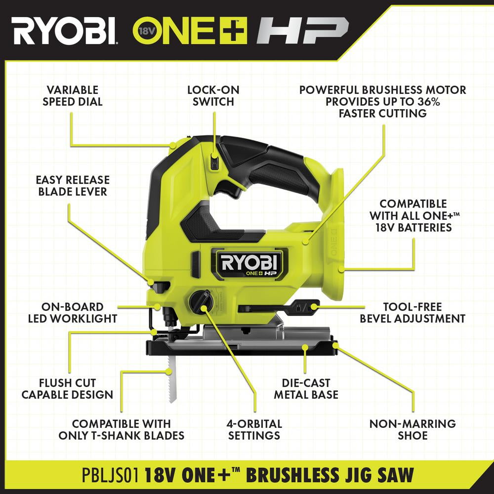 Free Shipping ONE HP 18 Volt Brushless Cordless Jig Saw Tool Only Walmart Walmart
