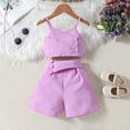 thumbnail image 4 of Utlike Girls 2 Pcs Outfits Set Toddler Kids Baby Strap Sleeveless T Shirt Tops Shorts 2Pcs Summer Outfits Clothes Set Children Shorts Set Size 3 Years-4 Years, 4 of 4