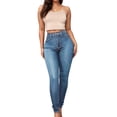 thumbnail image 2 of ZHOGXU New Women's Jeans With Pocket Solid Color High Waist Skinny Fashion Stretch Denim Pants Trousers For Daily Wear,Light Blue,Xxl, 2 of 4