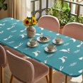thumbnail image 3 of Teal Spring Easter Table Cloths for 8 Foot Rectangle Tables, Cute Bunny Botanical Patio Waterproof Elastic Fitted Tablecloths, Washable Rectangular Table Cover for Camping, 3 of 8