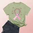 thumbnail image 2 of Nfurl Breast Cancer Awareness T Shirts for Women Plus Size Pink Ribbon Graphic Tees Inspirational Short Sleeve Crewneck Tshirt Green XXL, 2 of 4