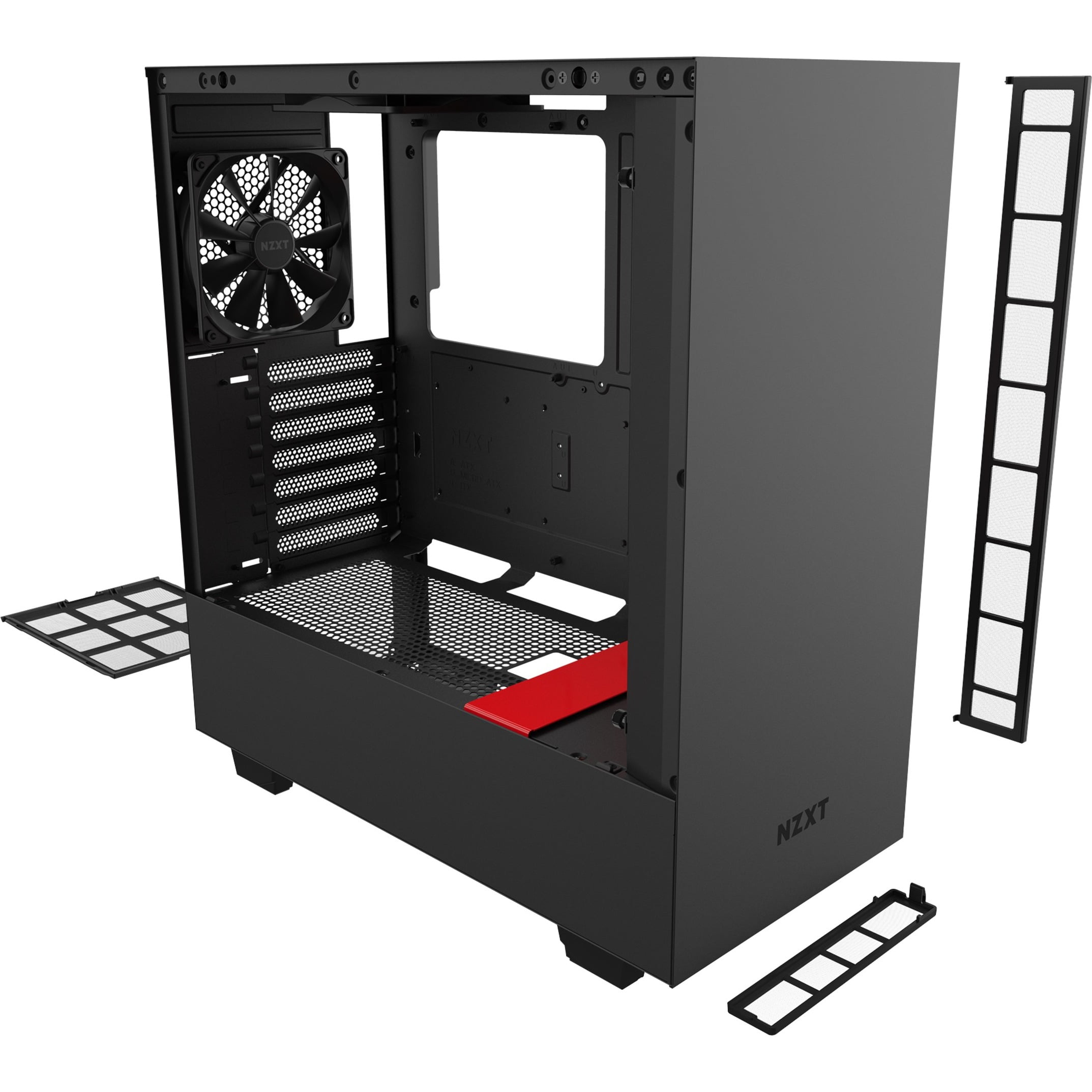 Nzxt Case H510 Tg Mid Tower Usb Matte Black Red Walmart Com Walmart Com