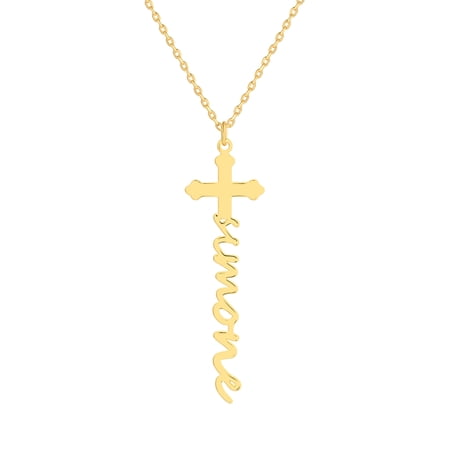 Personalized Planet Women's Sterling Silver Lowercase Script Name Cross Necklace