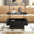 thumbnail image 3 of Williamspace Lift Top Coffee Table 35.43" Handcraft Drum Coffee Table Center Table with Hidden Storage Space for Living Room Apartment, Black, 3 of 10