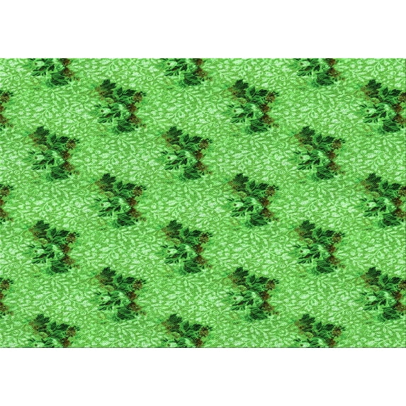 Ahgly Company Machine Washable Indoor Rectangle Transitional Emerald Green Area Rugs, 7' x 10'