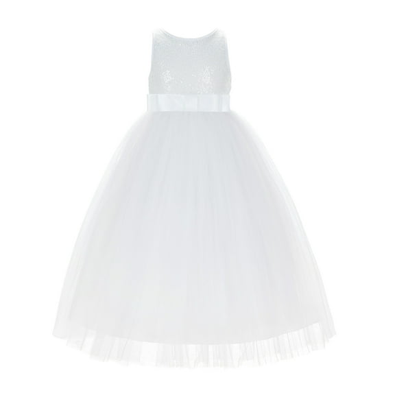 Ekidsbridal Sequins V-Back Junior Flower Girl Dress Communion Baptism Recital LG1 4