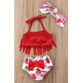 thumbnail image 3 of Styles I Love Infant Baby Girls Red Fringe Watermelon Bikini Swimsuit and Headband 3pcs Set Bathing Suit Beach Swimwear, 3 of 5