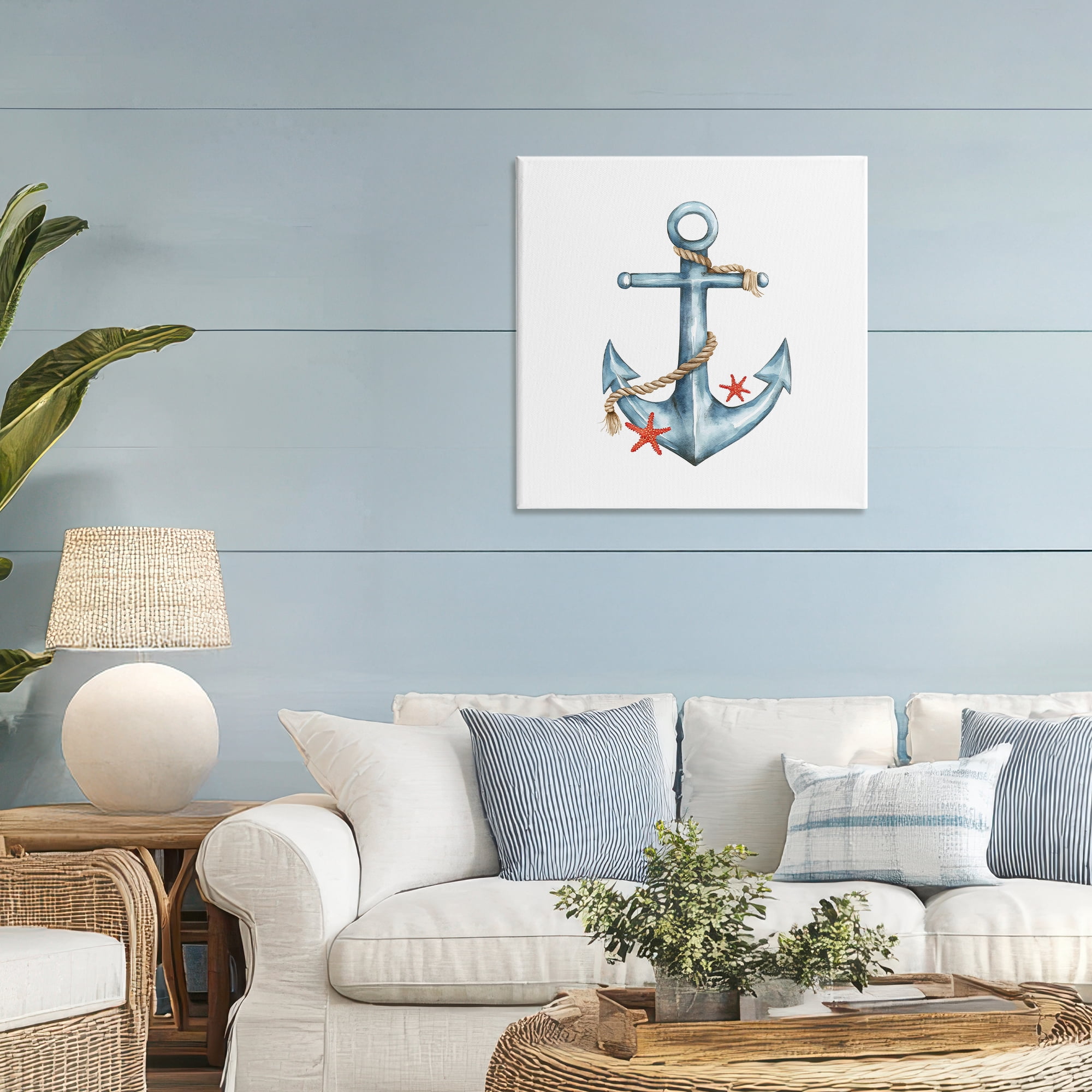 Stupell Industries Cute Sailor Anchor with Starfish Canvas Wall Art, design by LSR Design Studio