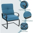thumbnail image 3 of Outdoor Furniture 3Pcs Patio Bistro Set, Springs Motion Chairs and Bistro Round Table Set, Metal Small Patio Conversation Set with Cushions (Peacock Blue), 3 of 6