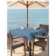 thumbnail image 3 of Outdoor Tablecloth with Umbrella Hole for Patio/Picnic/Party/Camping, Navy Blue Ombre Waterproof Table Cloth Square Cover Washable, Farmhouse Stripes Modern Abstract Art (54"x 54"), 3 of 8