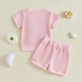thumbnail image 5 of TOWED22 Toddler Girl 2 Piece Clothes Sets Round Neck Top Tshirt + Loose Shorts Sweet Summer Clothing Outfits for Infant Baby(Pink,18-24 M), 5 of 9