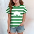 thumbnail image 2 of Toddler Girls Short Sleeve Grid/StripeT Shirts Kids Summer 0-24 Months girls daily wear clothing 2t 3t 4t 5t 6t 7t Oversized Tops Trendy Crewneck Basic Tees Gibobby,4-5 Years,Green, 2 of 4